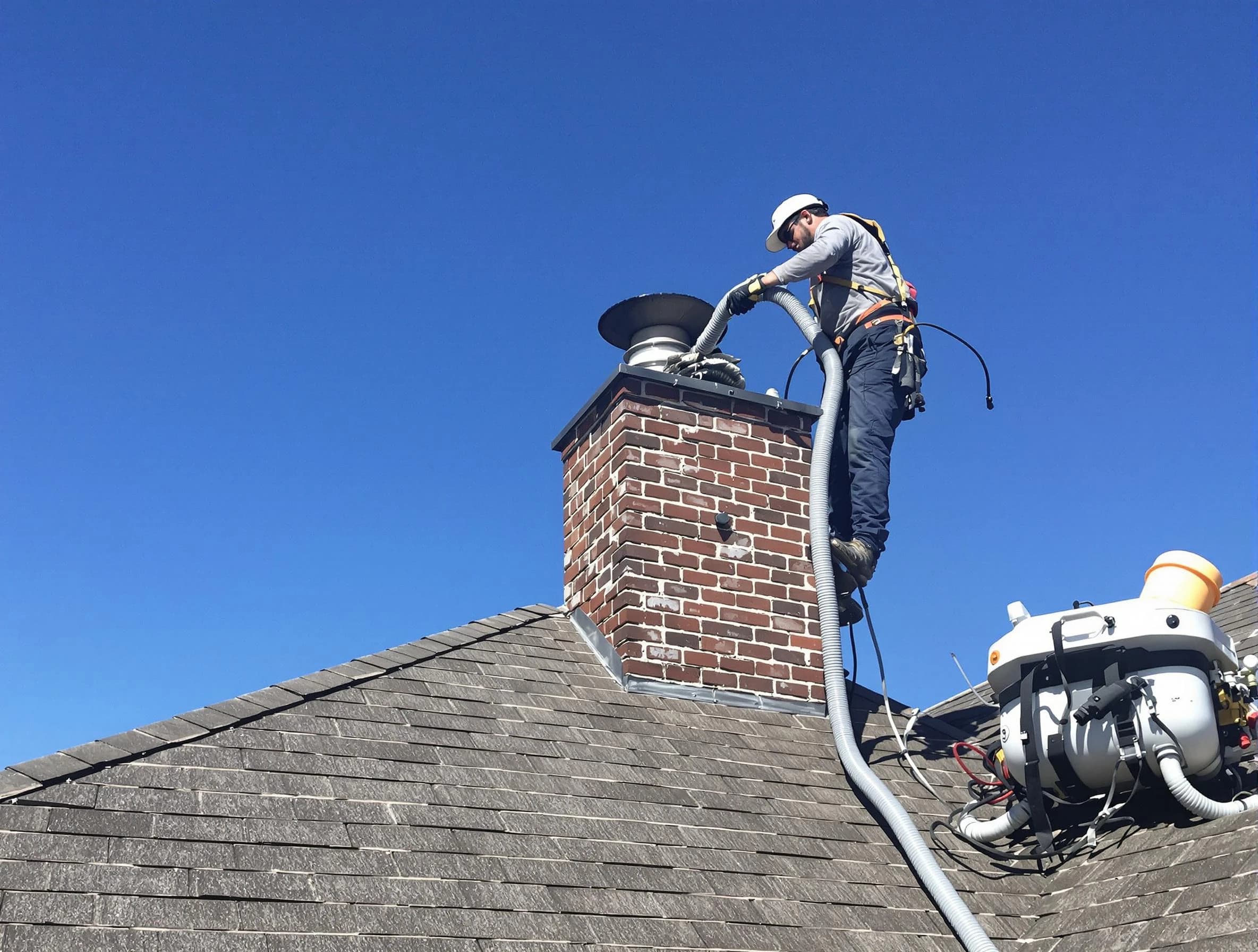 Dedicated McCalla Chimney Sweep team member cleaning a chimney in McCalla, AL