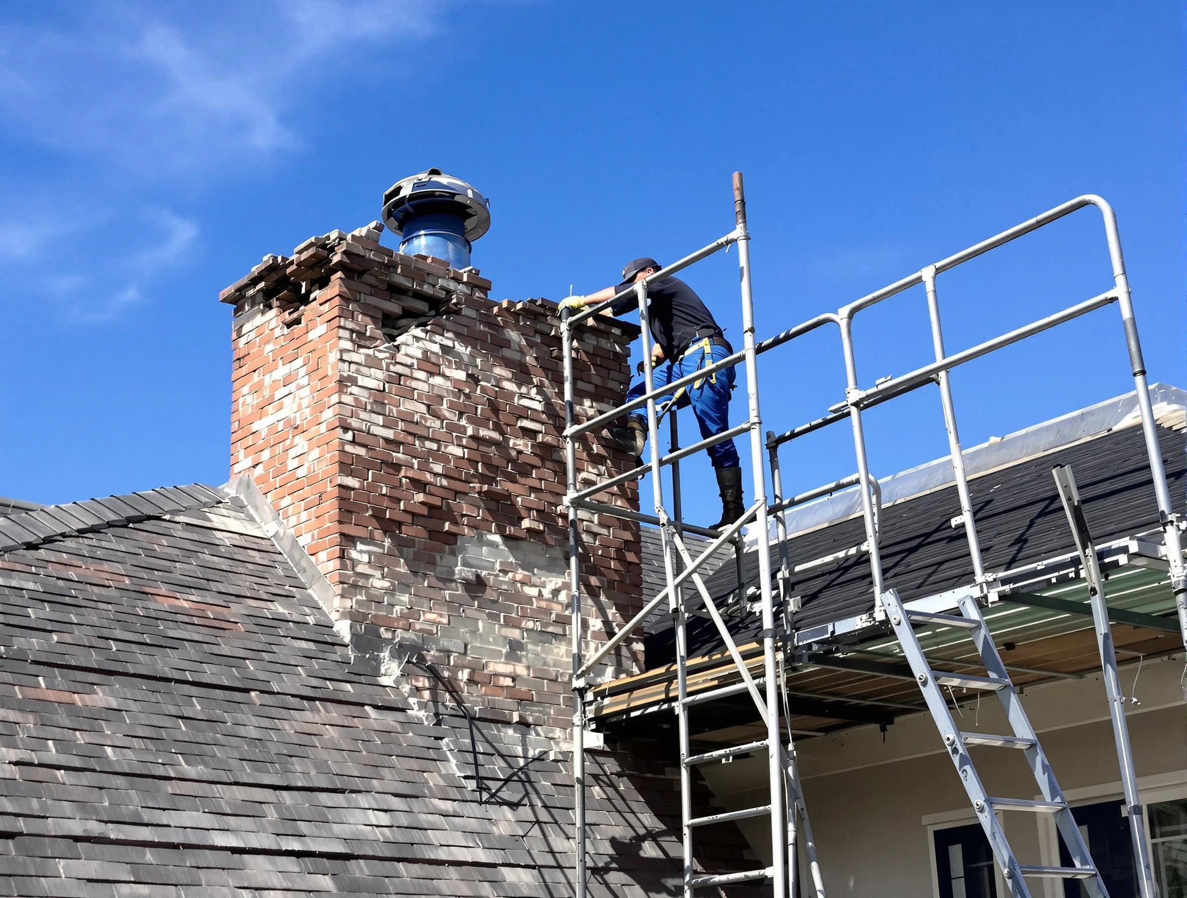 Rebuilding a chimney structure by McCalla Chimney Sweep in McCalla, AL
