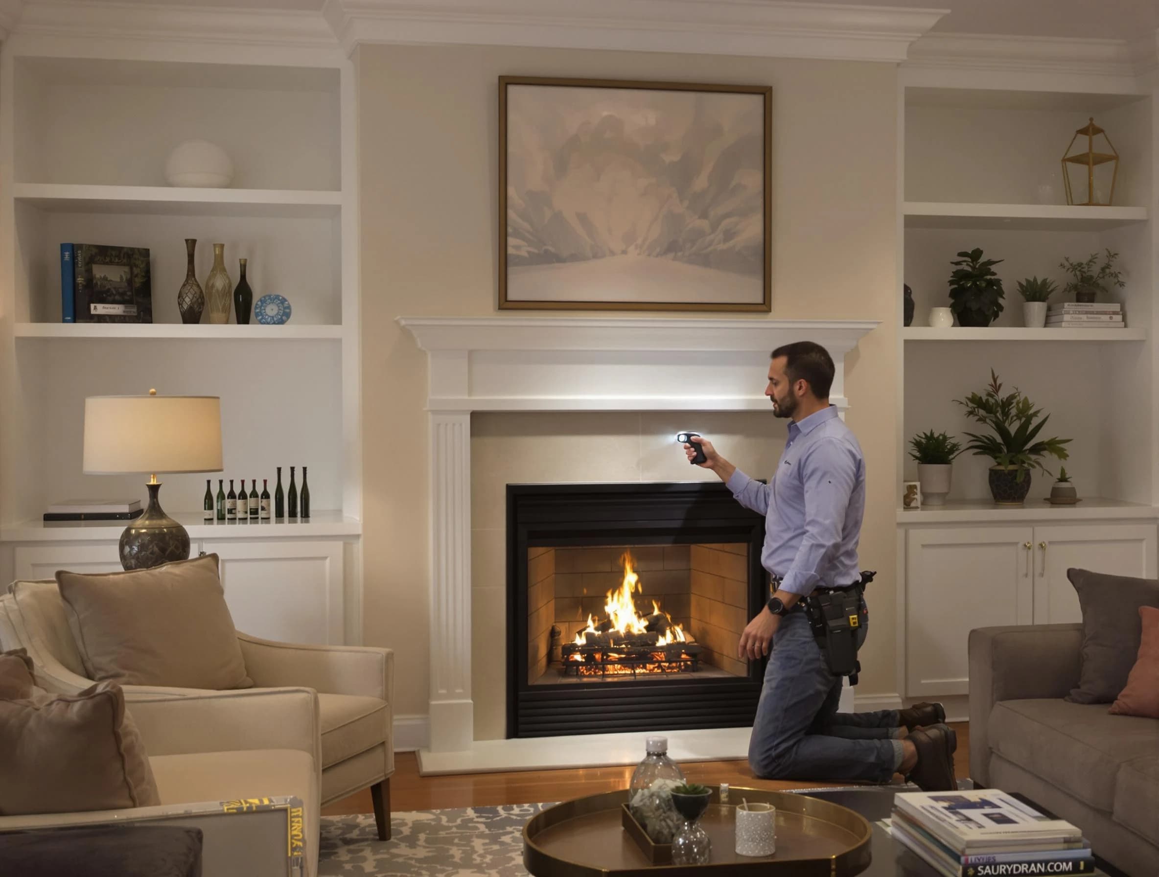 McCalla Chimney Sweep conducting a fireplace safety inspection in McCalla, AL