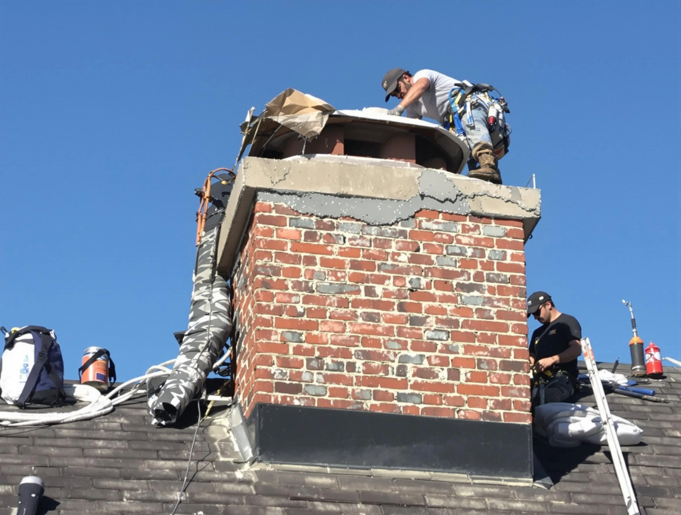 McCalla Chimney Sweep installing a custom chimney crown in McCalla, AL
