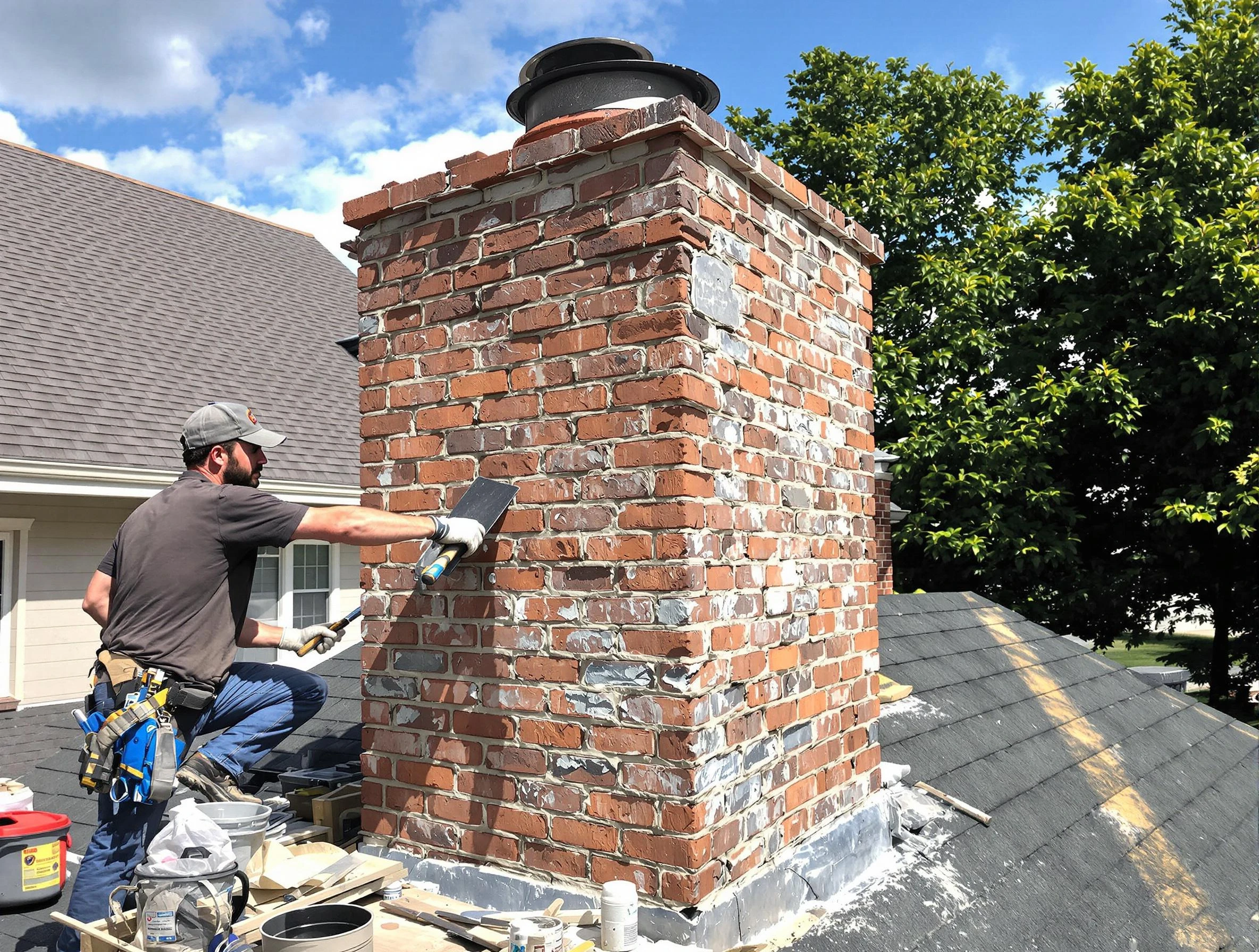 Completed chimney rebuild by McCalla Chimney Sweep in McCalla, AL