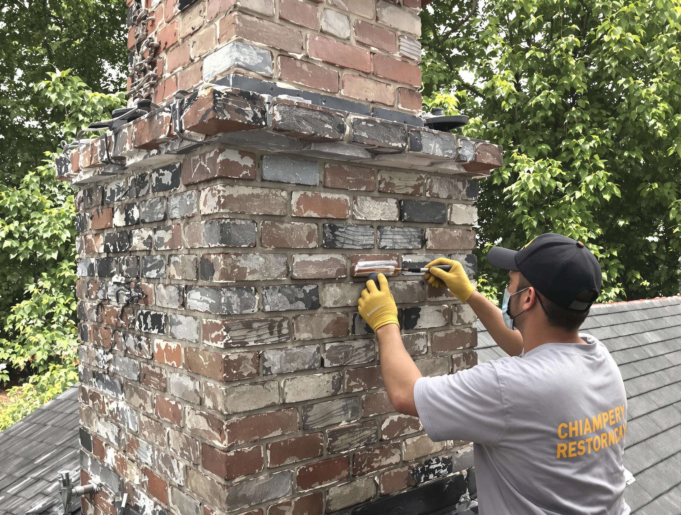 In-progress chimney restoration by McCalla Chimney Sweep in McCalla, AL