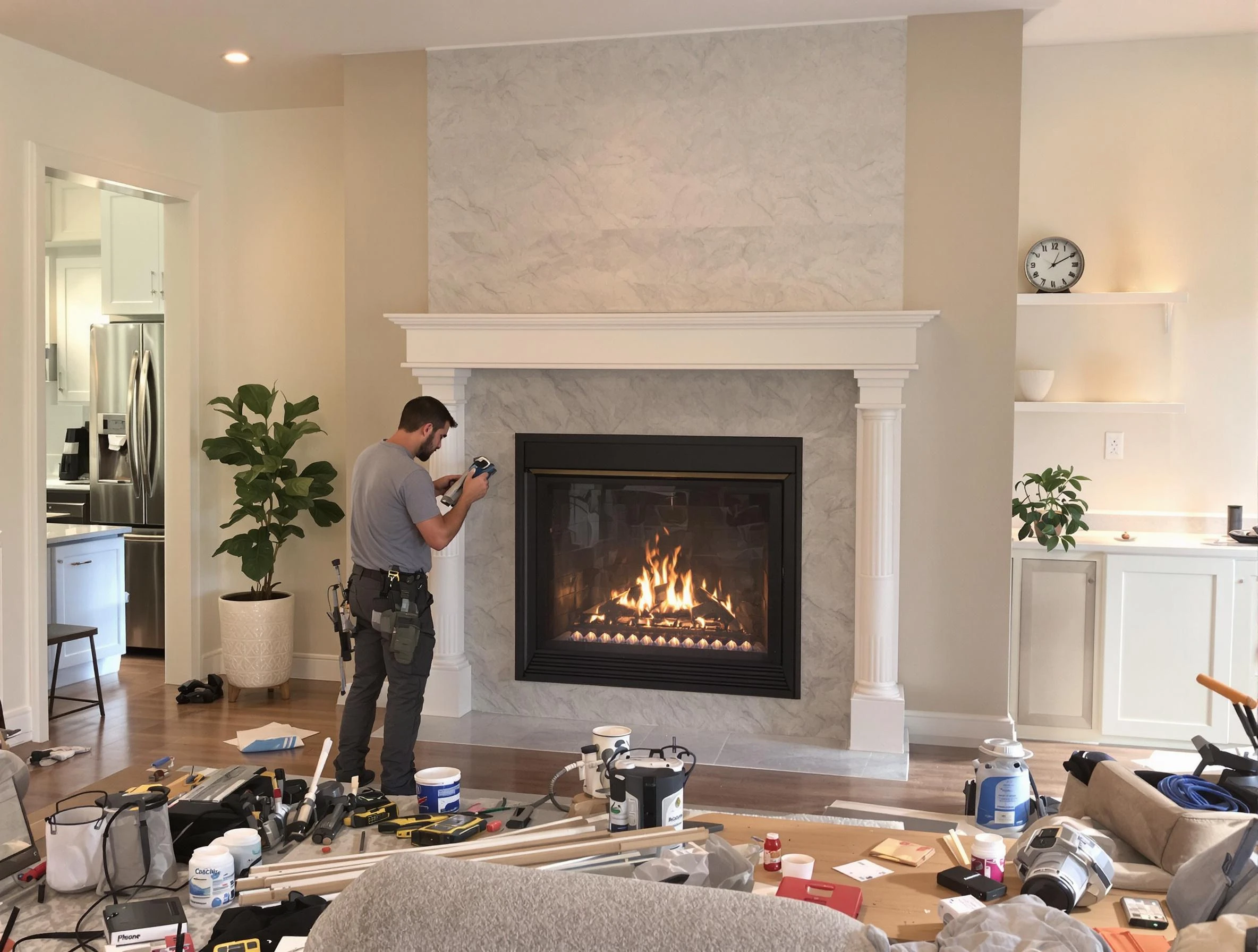 Newly installed fireplace by McCalla Chimney Sweep in McCalla, AL